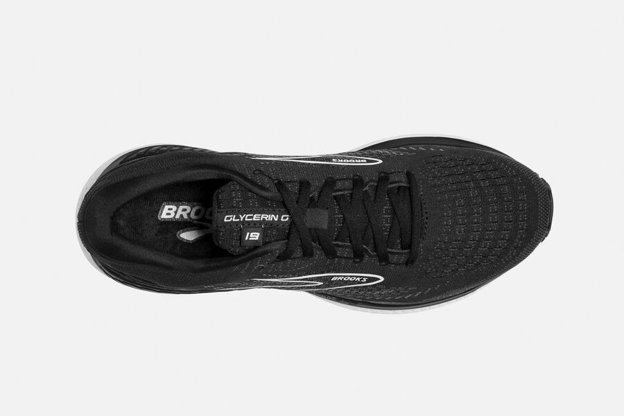 Brooks Running Shoes Womens Black/White - Glycerin GTS 19 Road - 7236-AIQLZ